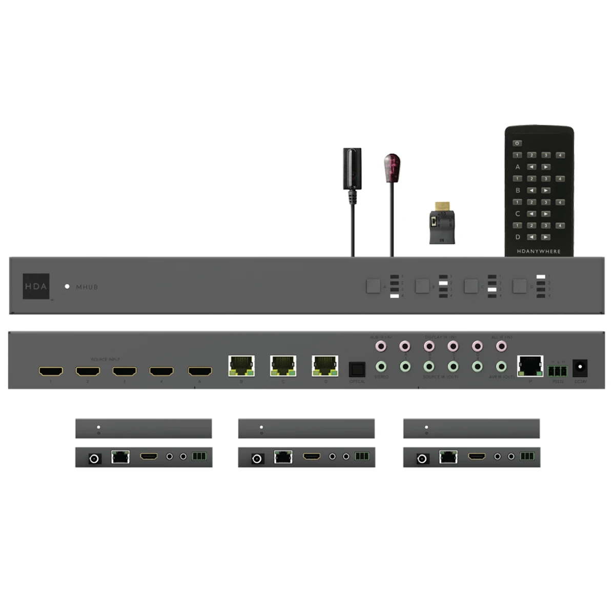 Коммутатор HDanywhere - MHUB (4x3+1) with uControl Set incl. 3 RX HDA-250754